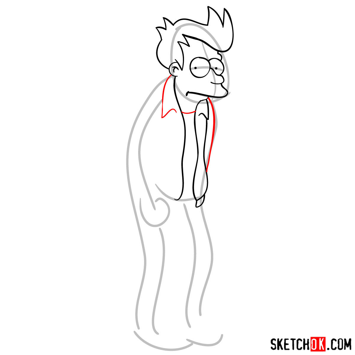 How to draw Philip J. Fry step by step - step 05